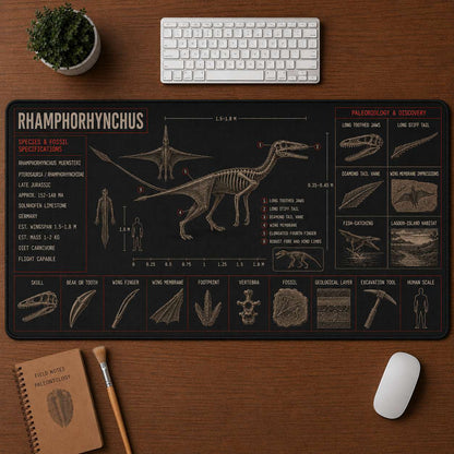 Rhamphorhynchus Pterosaur Blueprint Desk Mat | 5To9Vibe