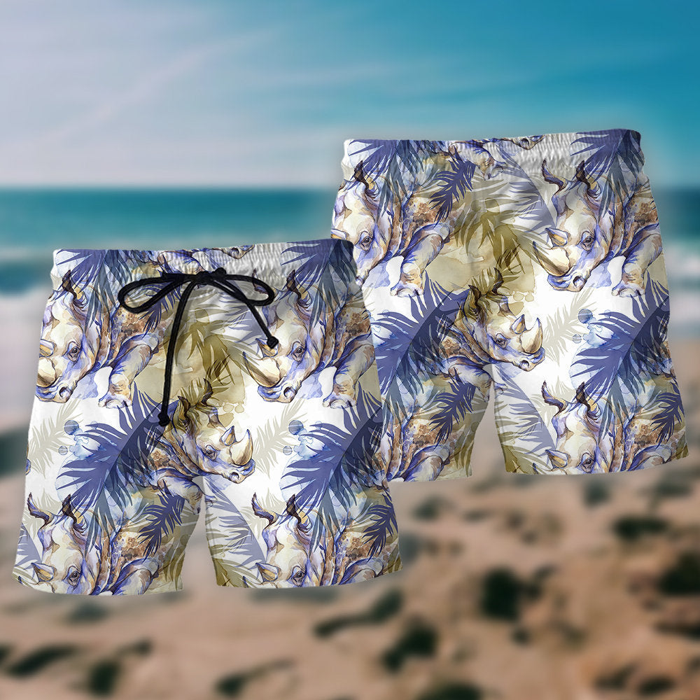 Rhino Art Tropical Leaf Style - Hawaiian Shirt 