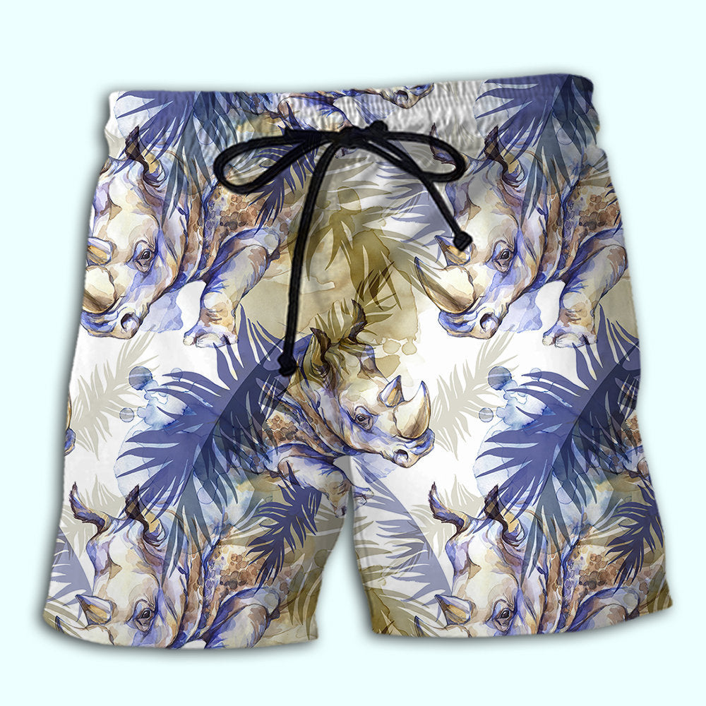 Rhino Art Tropical Leaf Style - Hawaiian Shirt 