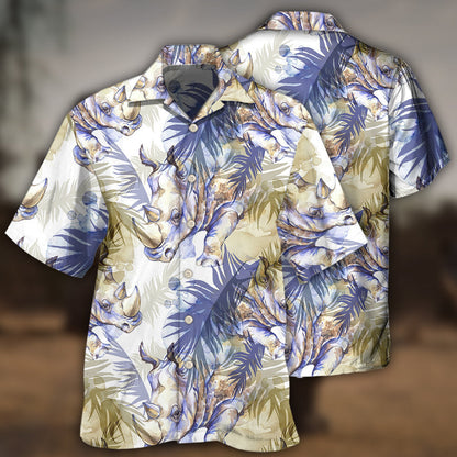 Rhino Art Tropical Leaf Style - Hawaiian Shirt 