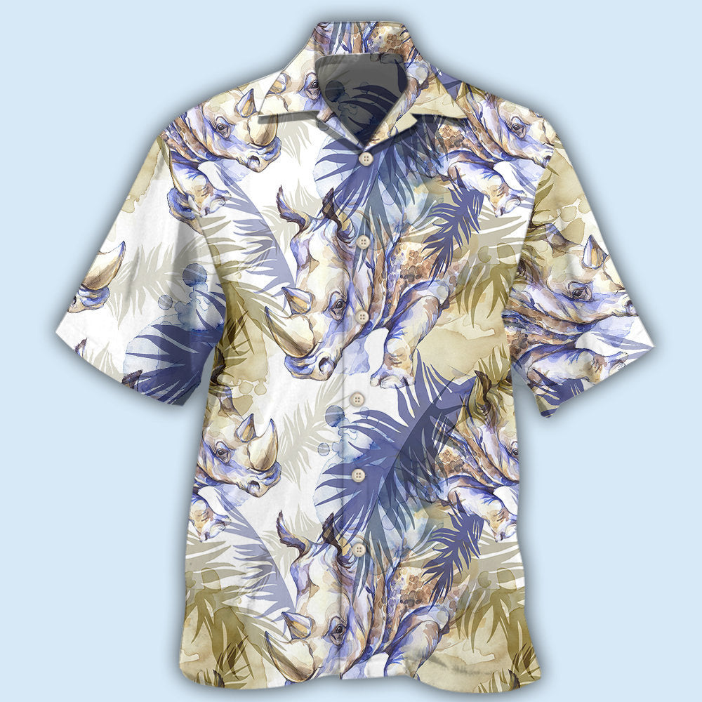 Rhino Art Tropical Leaf Style - Hawaiian Shirt 