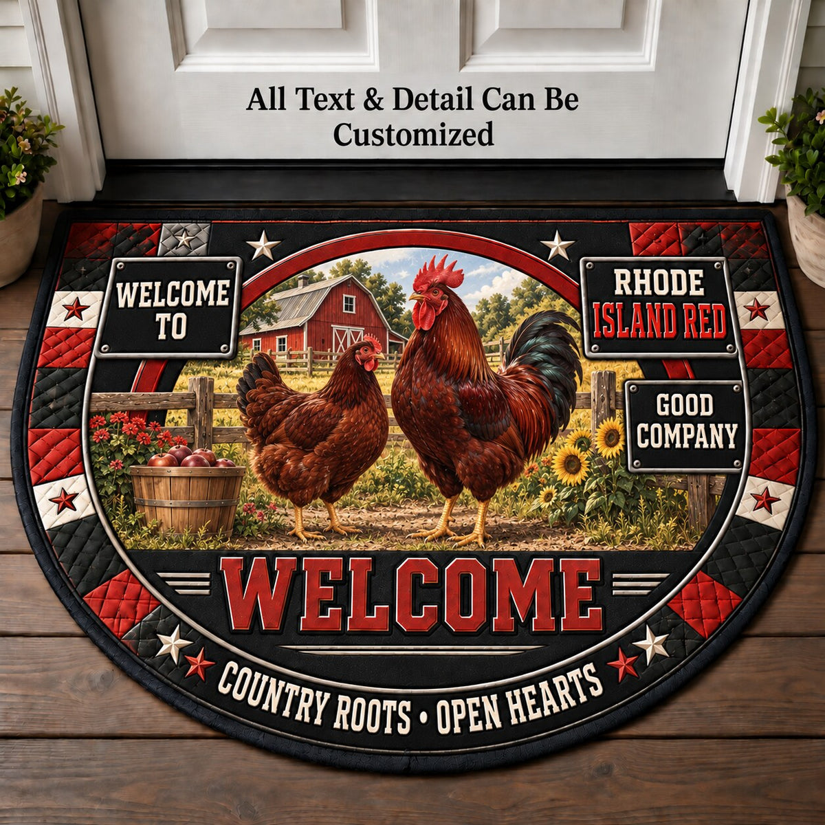Rhode Island Red Personalized Half Round Mat | 5To9Vibe