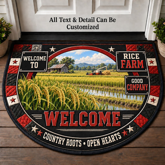 Rice Farm Personalized Half Round Mat | 5To9Vibe