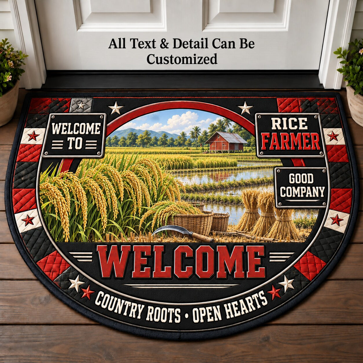 Rice Farmer Personalized Half Round Mat | 5To9Vibe