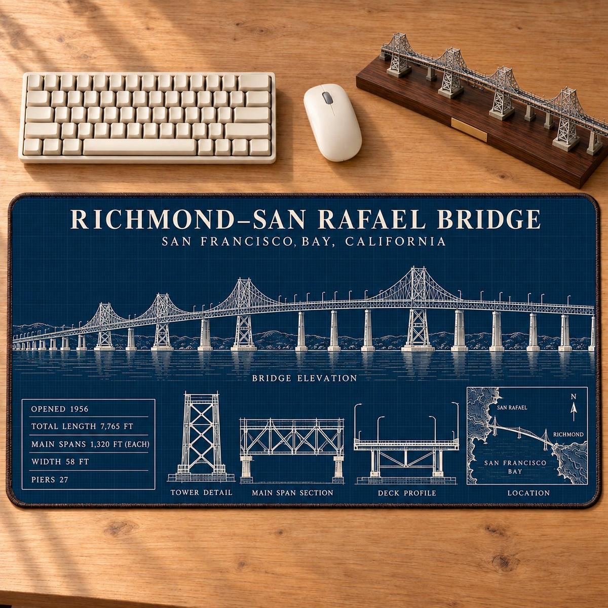 American Iconic Bridges Collection Desk Mat Mouse Pad Trending - 5to9vibe