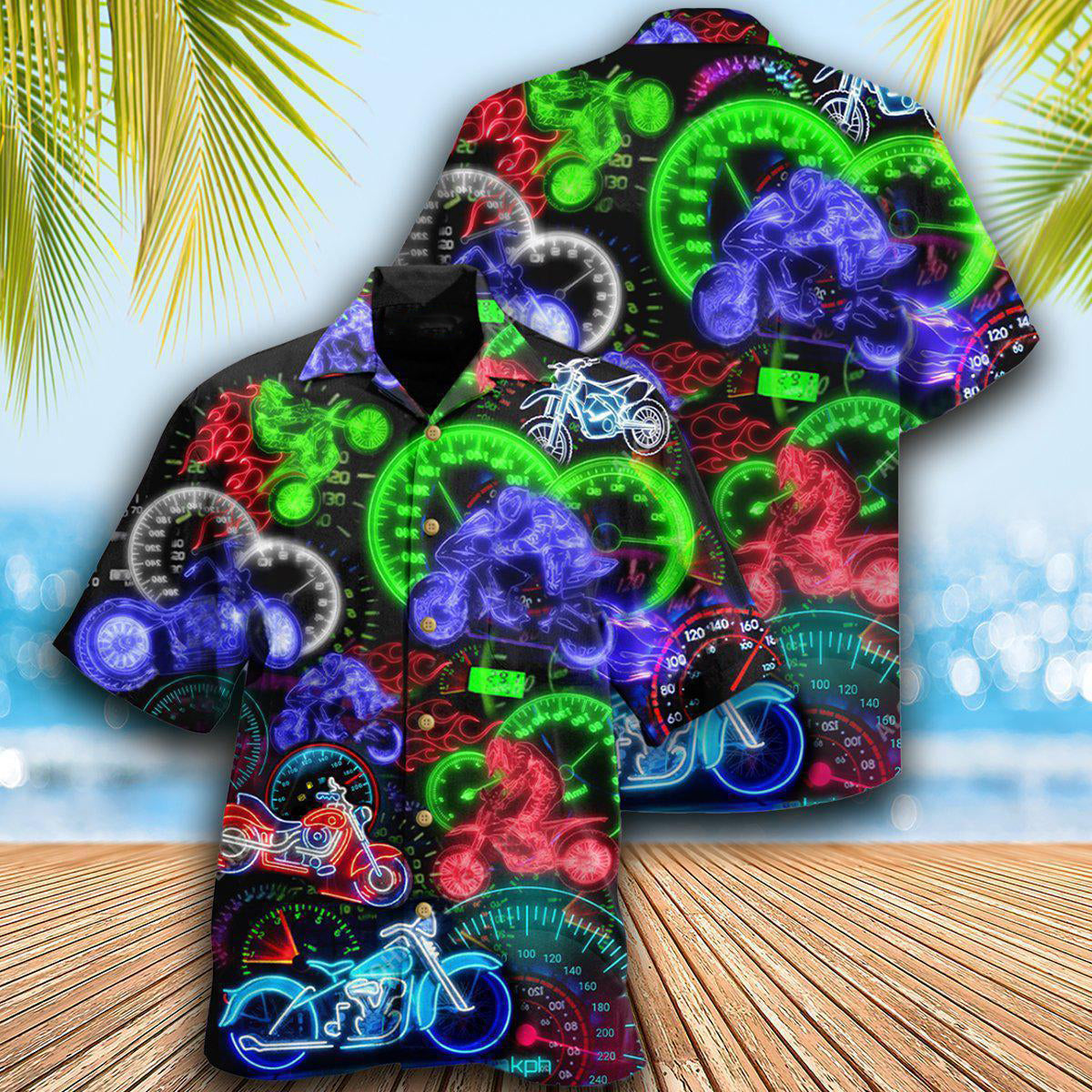 Motorcycle Ride Hard Or Stay Home Neon Light - Hawaiian Shirt 