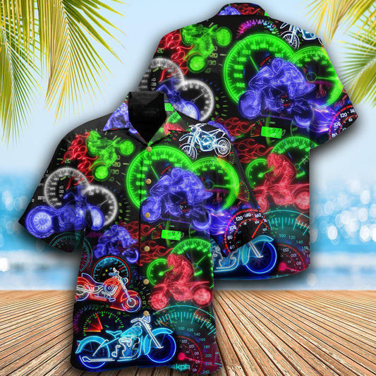 Motorcycle Ride Hard Or Stay Home Neon Light - Hawaiian Shirt 