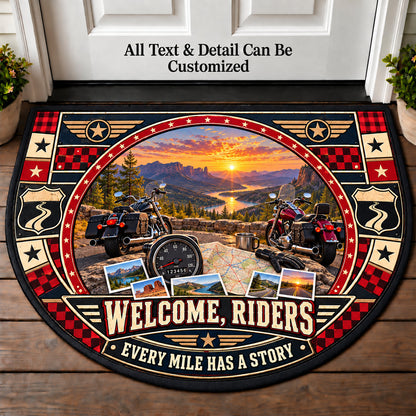 Mileage Memories - Riders Welcome Personalized Half Round Mat | 5To9Vibe
