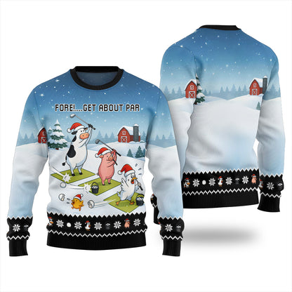 Ridiculous Farm Golf Swing Ugly Christmas Sweater