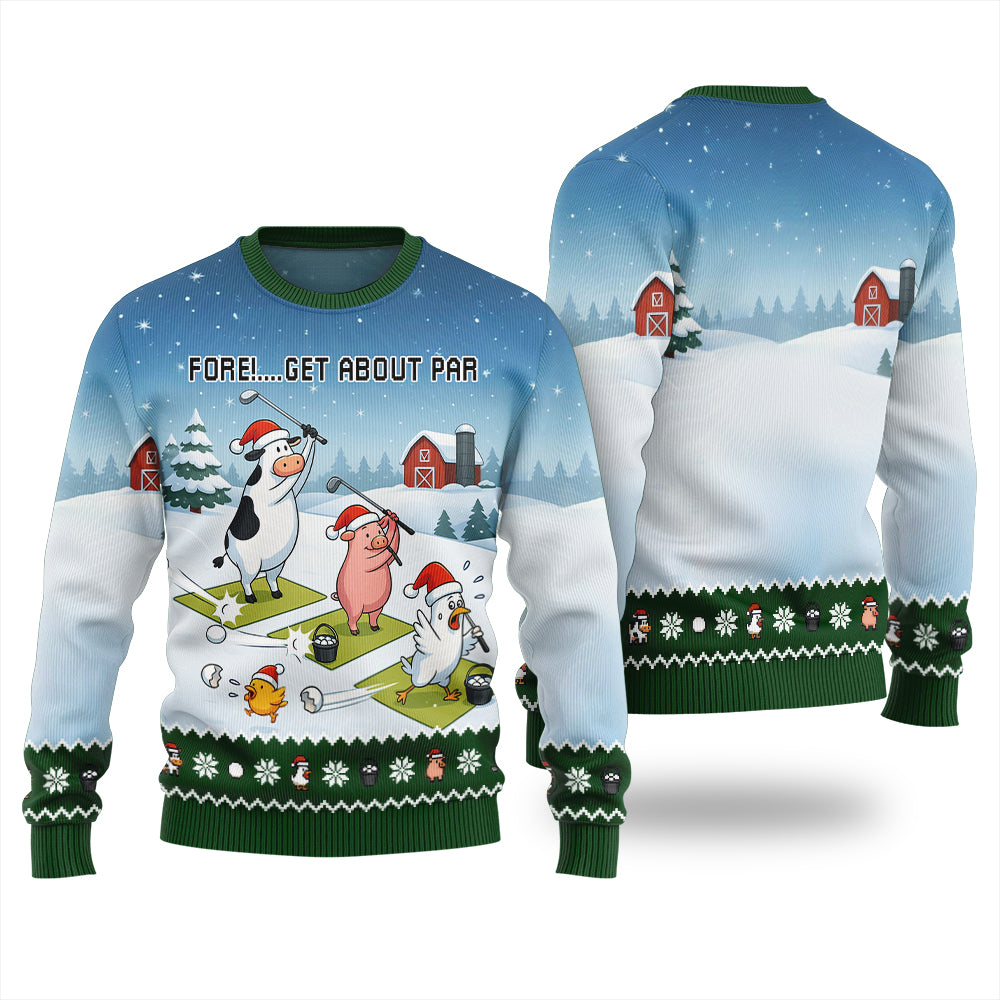 Ridiculous Farm Golf Swing Ugly Christmas Sweater
