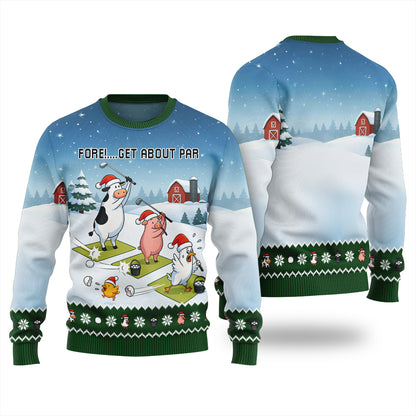 Ridiculous Farm Golf Swing Ugly Christmas Sweater