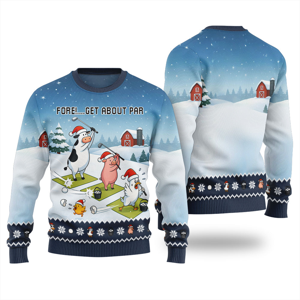Ridiculous Farm Golf Swing Ugly Christmas Sweater