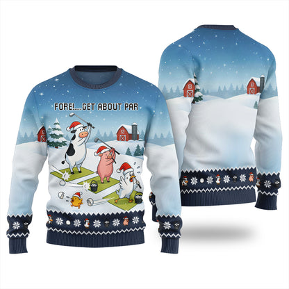 Ridiculous Farm Golf Swing Ugly Christmas Sweater