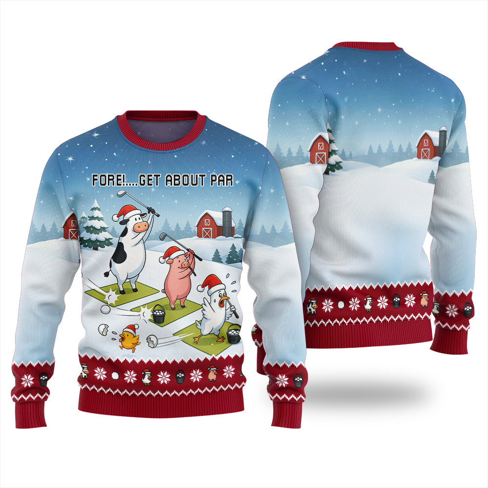 Ridiculous Farm Golf Swing Ugly Christmas Sweater