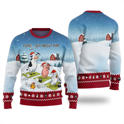 Ridiculous Farm Golf Swing Ugly Christmas Sweater