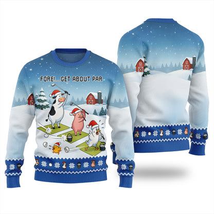 Ridiculous Farm Golf Swing Ugly Christmas Sweater