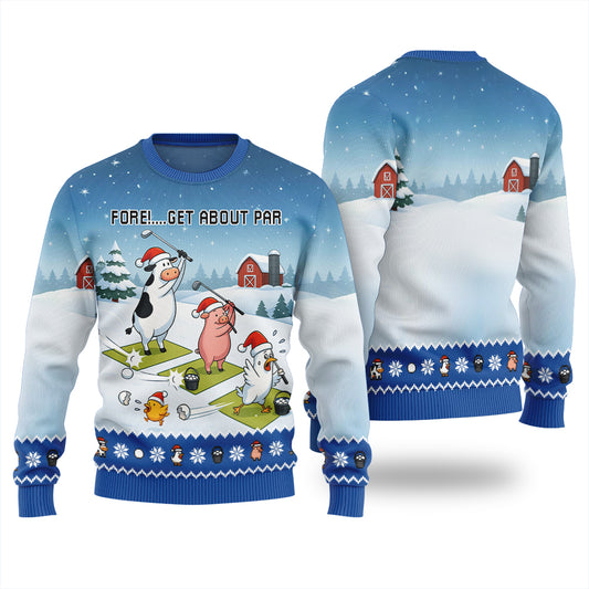 Ridiculous Farm Golf Swing Ugly Christmas Sweater