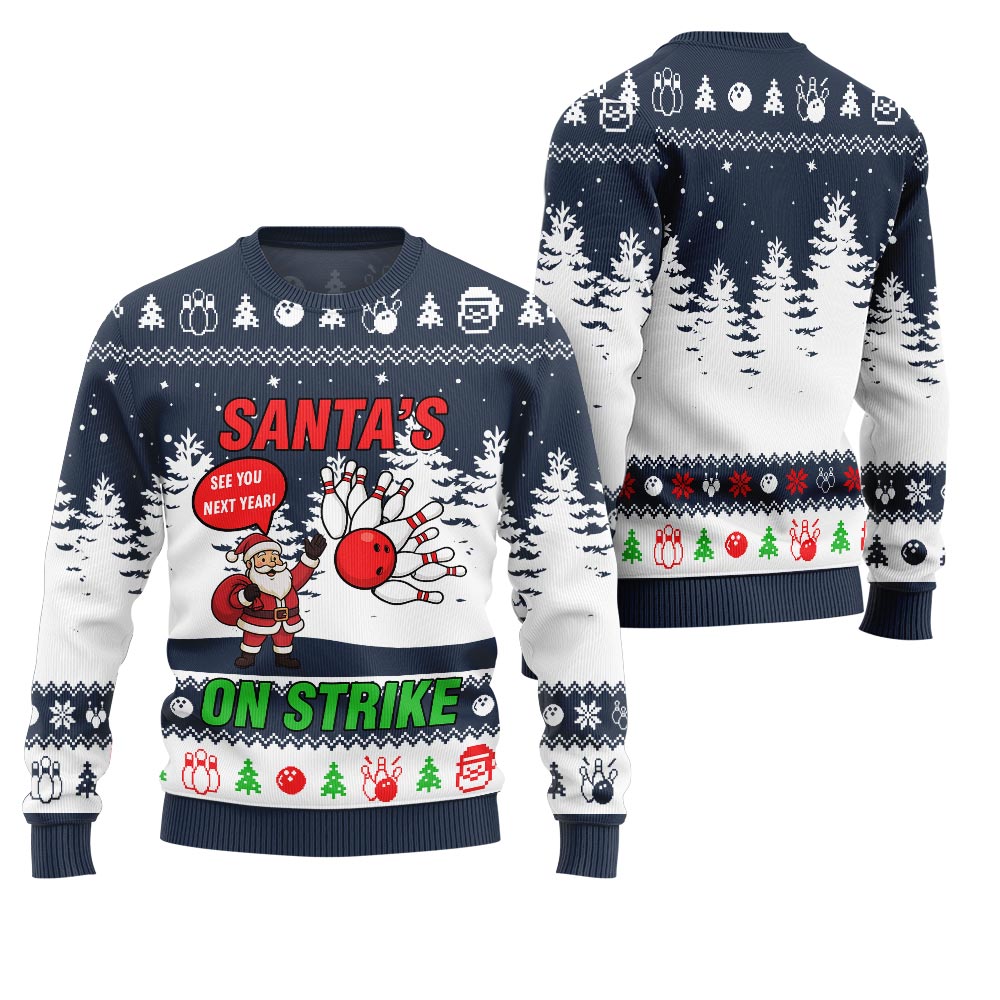 Ridiculous Santa Bowling League Ugly Christmas Sweater 2025
