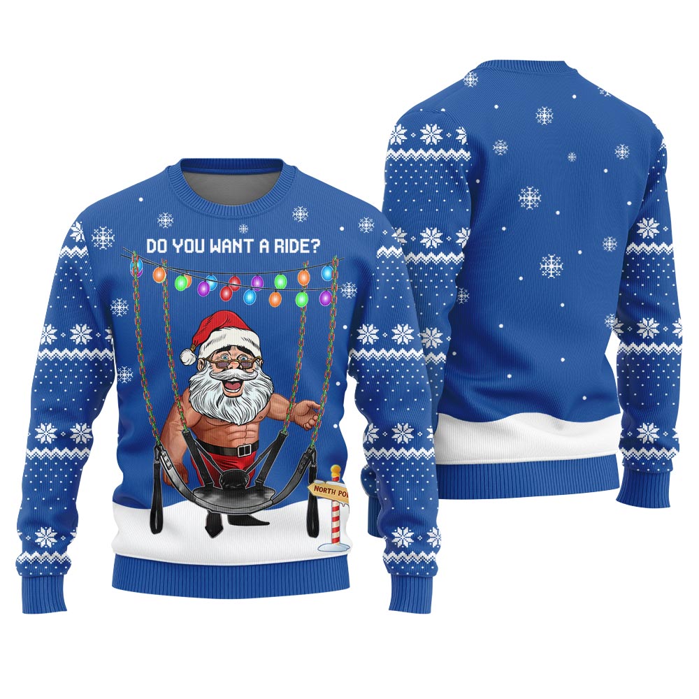 Riding With Santa Naughty Christmas Sweater Adults