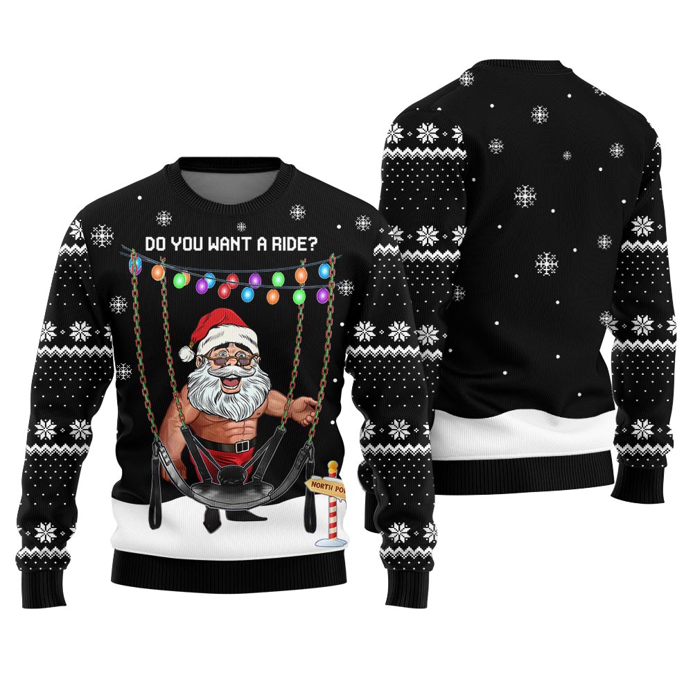 Riding With Santa Naughty Christmas Sweater Adults