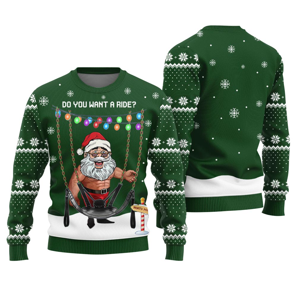 Riding With Santa Naughty Christmas Sweater Adults