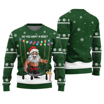 Riding With Santa Naughty Christmas Sweater Adults