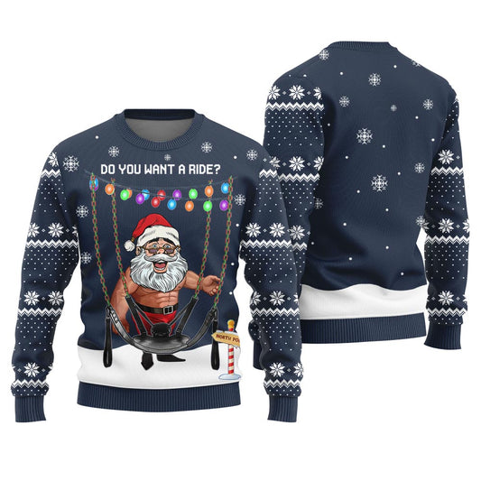 Riding With Santa Naughty Christmas Sweater Adults