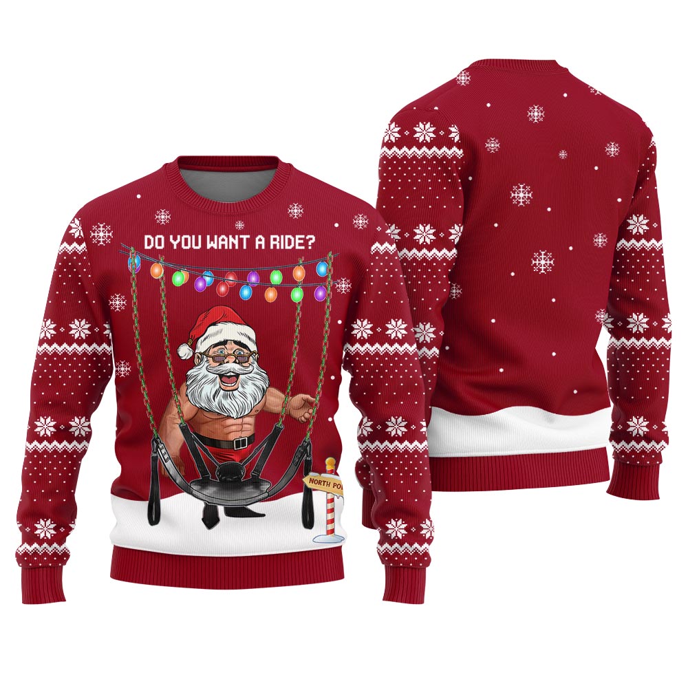Riding With Santa Naughty Christmas Sweater Adults