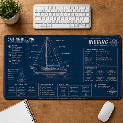 Sailing Rigging Hobby Knowledge Blueprint Guide Desk Mat | 5To9Vibe