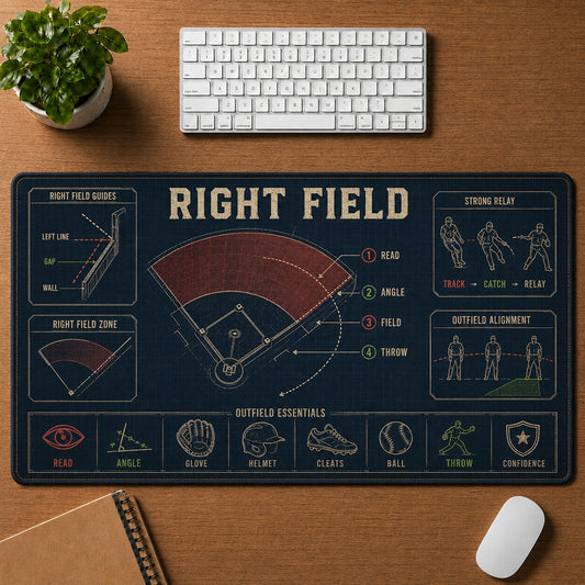 Right Field Baseball Blueprint Desk Mat | 5To9Vibe