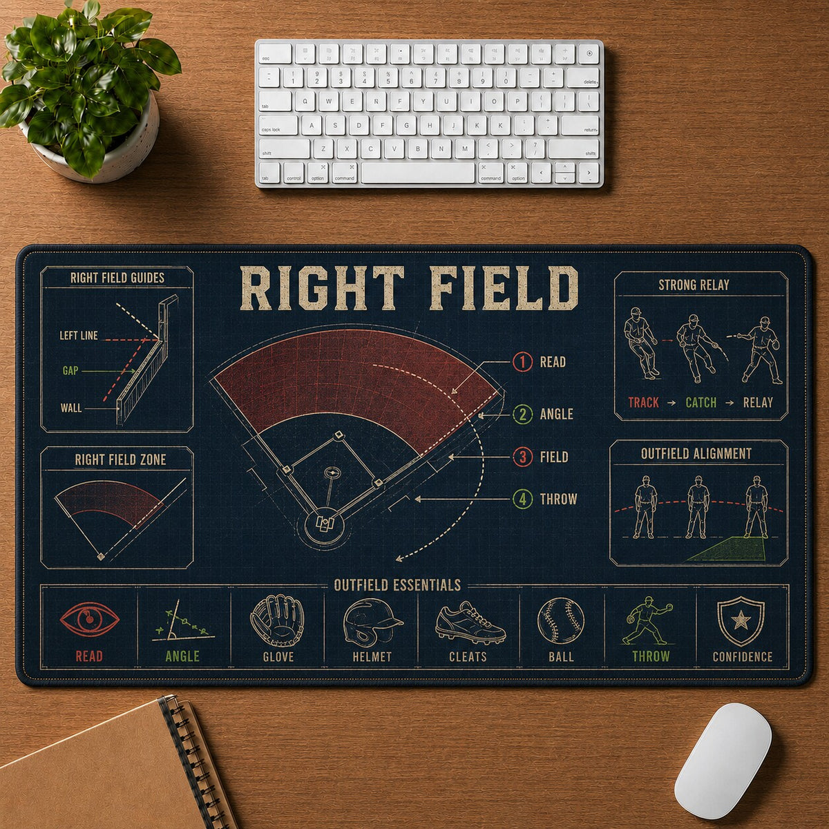 Right Field Baseball Blueprint Desk Mat | 5To9Vibe