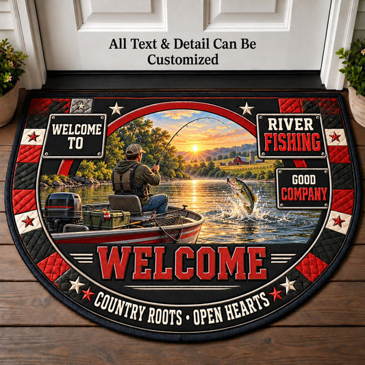 River Fishing Personalized Half Round Mat | 5To9Vibe