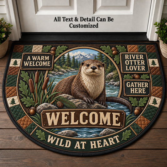 River Otter Lover Personalized Half Round Mat | 5To9Vibe