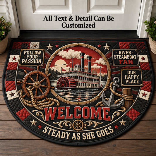 River Steamboat Fan Personalized Half Round Mat | 5To9Vibe