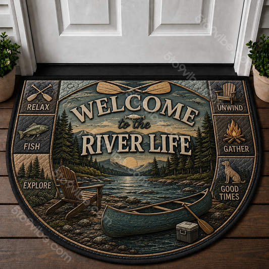 River Life Welcome Mat - Relaxing Canoe & Outdoor Nature Doormat - 5to9vibe