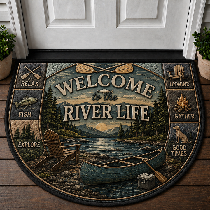 River Life Welcome Mat - Relaxing Canoe & Outdoor Nature Doormat - 5to9vibe