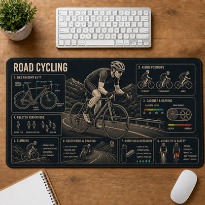 Road Cycling Sports Visual Guide Desk Mat | 5To9Vibe