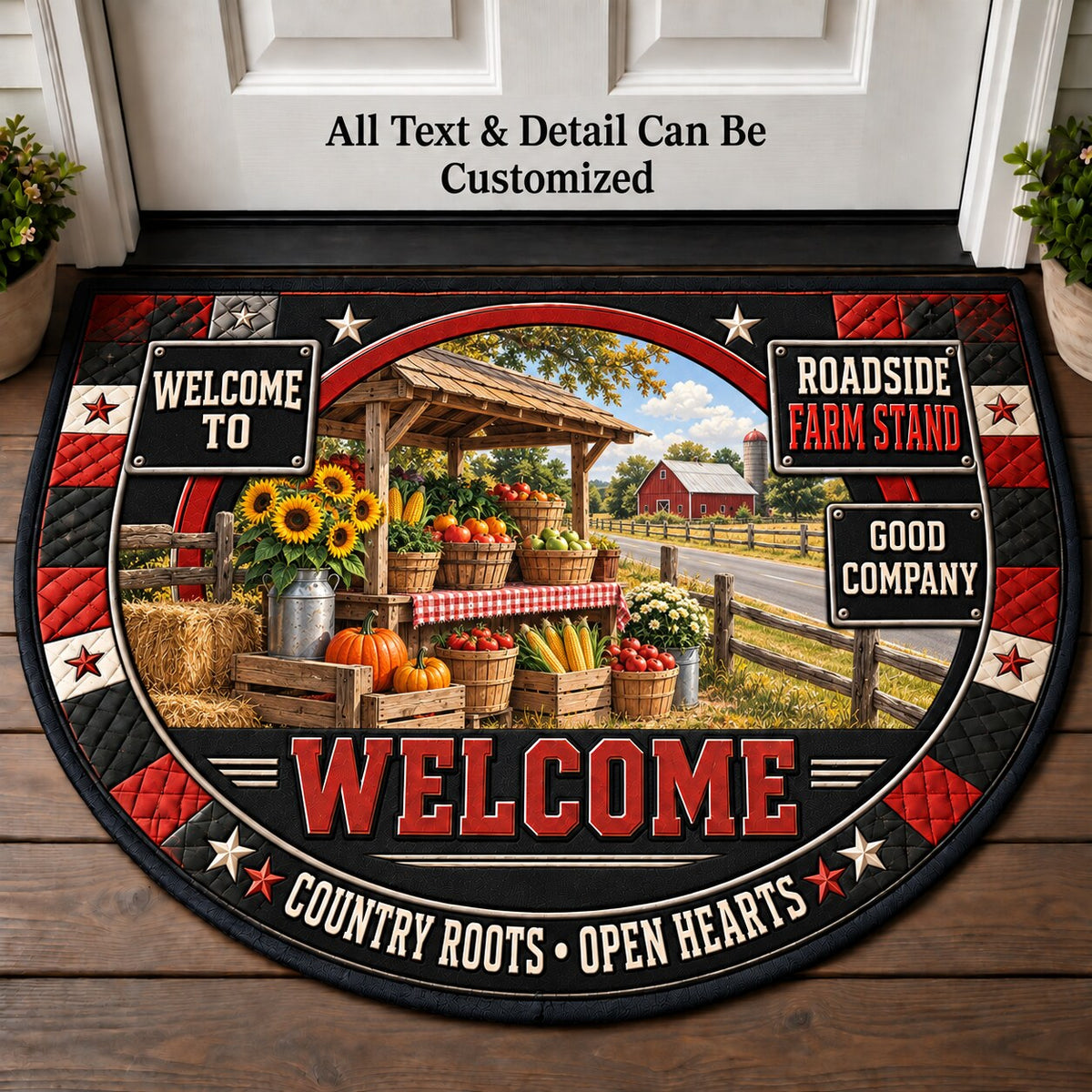 Roadside Farm Stand Personalized Half Round Mat | 5To9Vibe