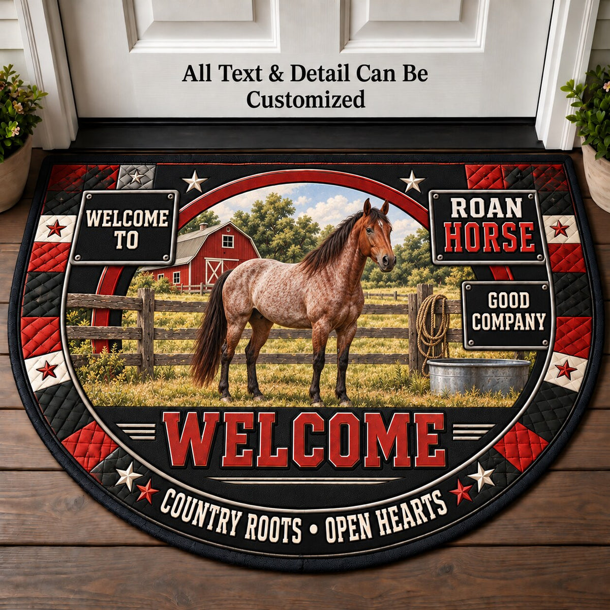 Roan Horse Personalized Half Round Mat | 5To9Vibe