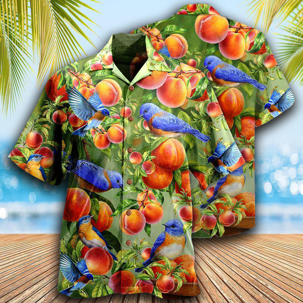 Robin Bird Something Peach Blue - Hawaiian Shirt 