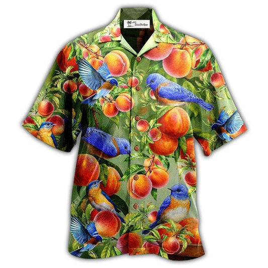 Hawaiian Shirt / Adults / S Robin Bird Something Peach Blue - Hawaiian Shirt 