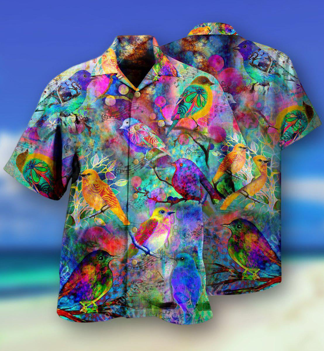 Robin Birds Colorful Mix Color - Hawaiian Shirt 
