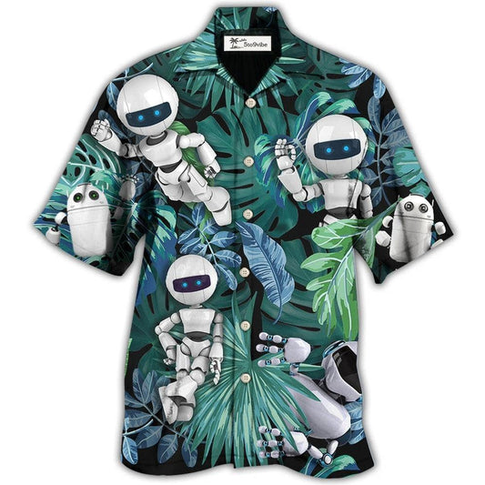 Hawaiian Shirt / Adults / S Robot Tropical Leaf So Excited - Hawaiian Shirt 