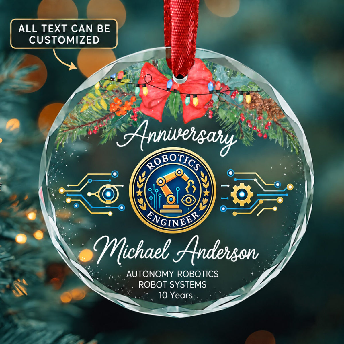Robotics Engineers Personalized Glass Ornament | 5To9Vibe
