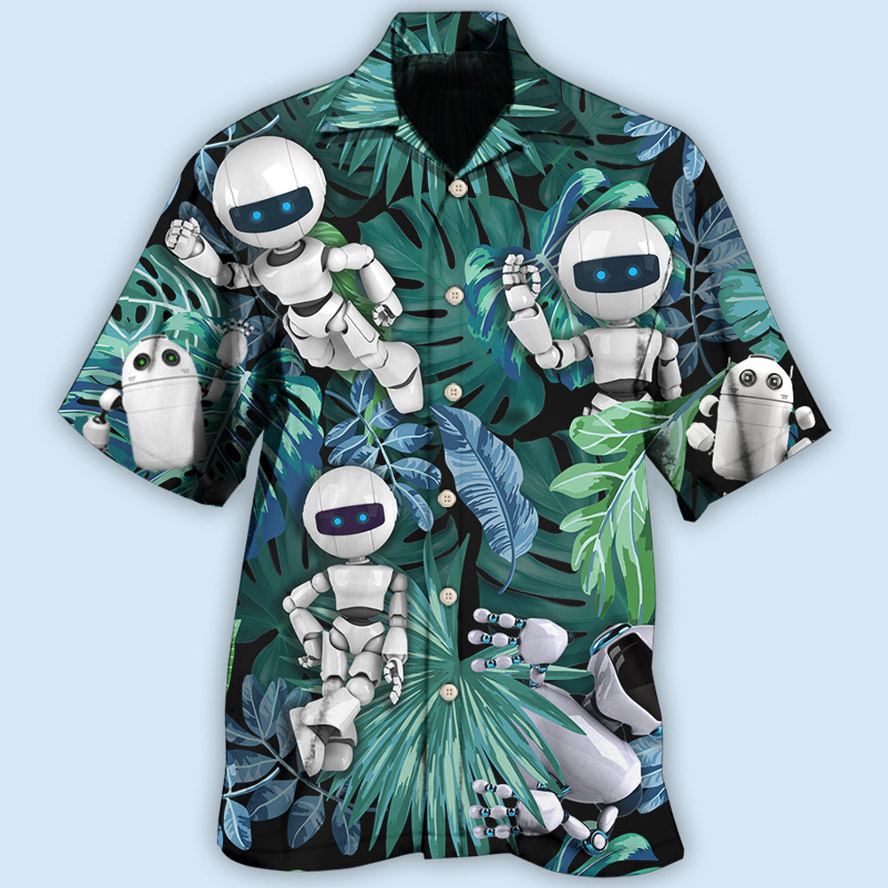 Robot Tropical Leaf So Excited - Hawaiian Shirt 