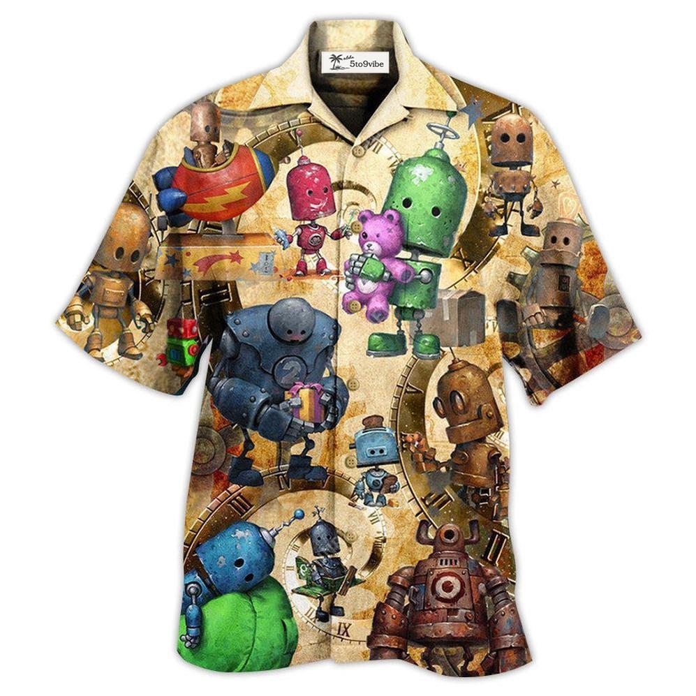 Hawaiian Shirt / Adults / S Robot With Solf Hearts - Hawaiian Shirt 