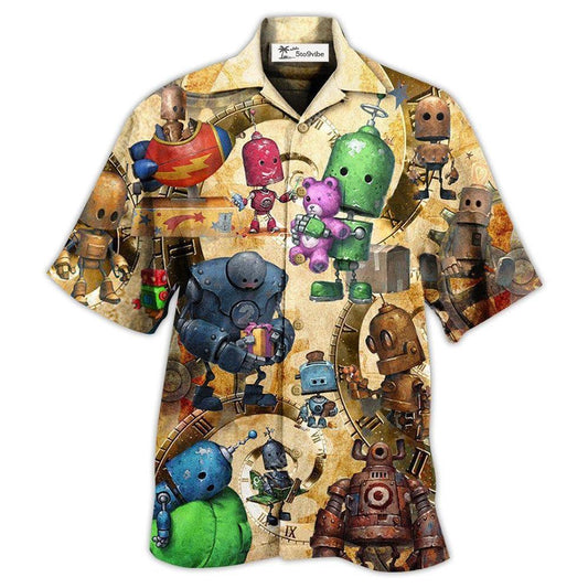 Hawaiian Shirt / Adults / S Robot With Solf Hearts - Hawaiian Shirt 