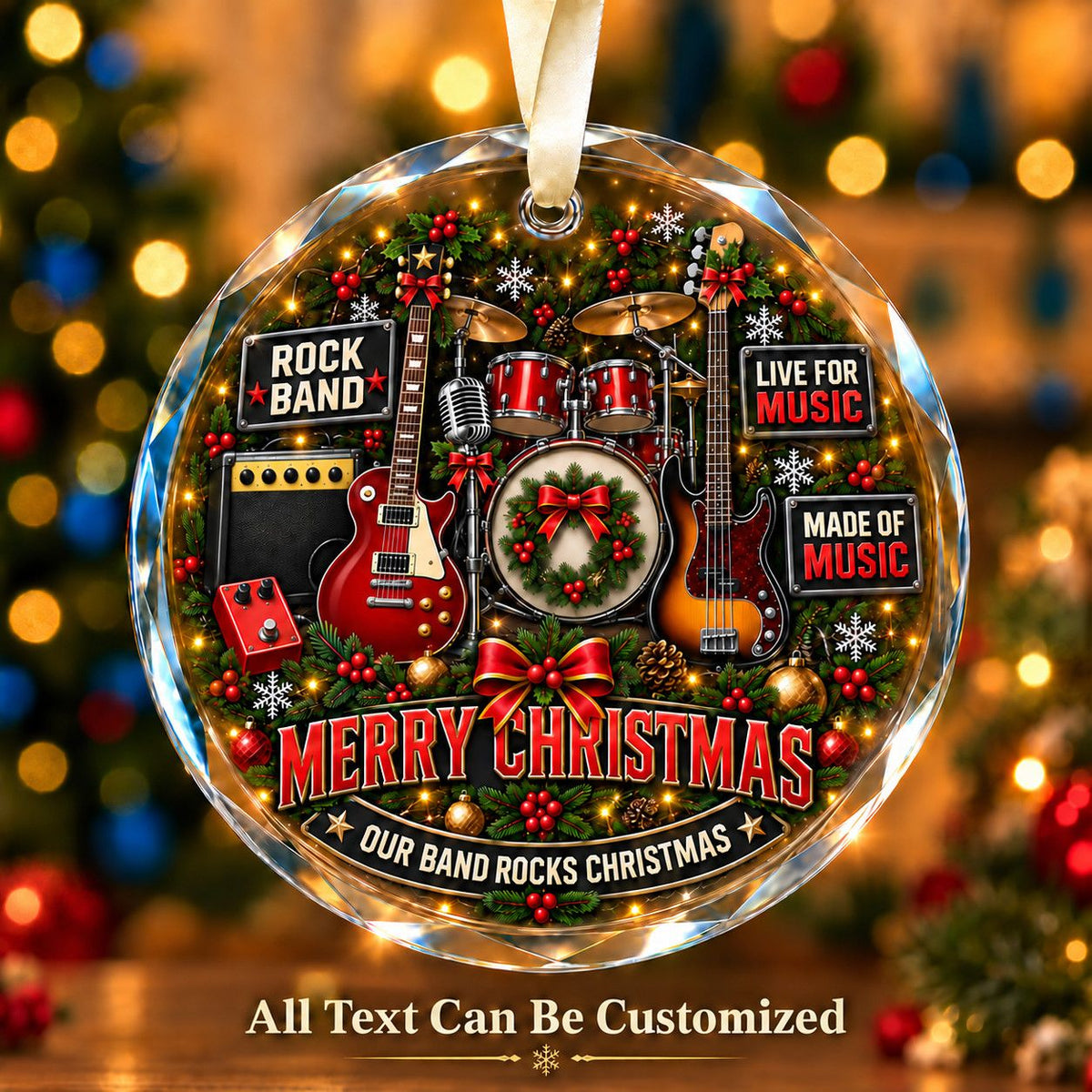 Rock Band Personalized Glass Ornament | 5To9Vibe