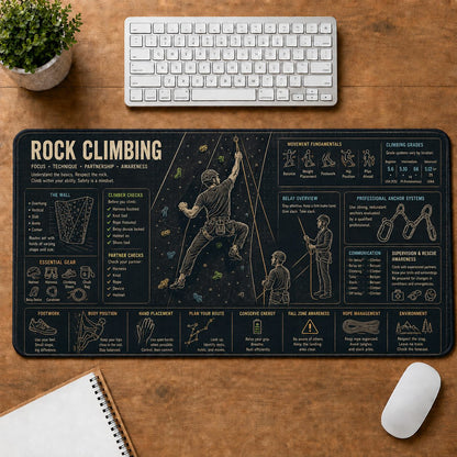 Rock Climbing Sports Visual Guide Desk Mat | 5To9Vibe
