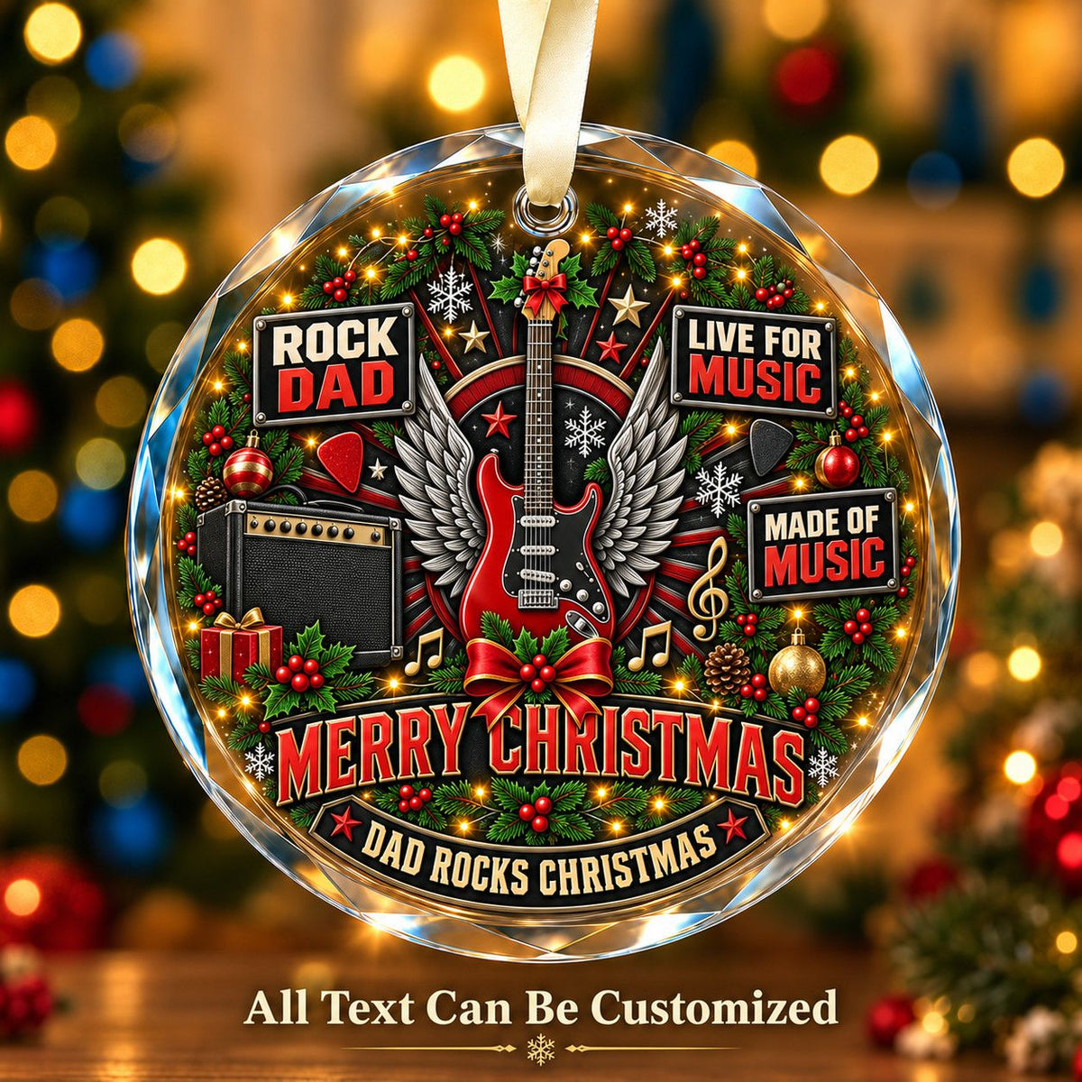 Rock Dad Personalized Glass Ornament | 5To9Vibe